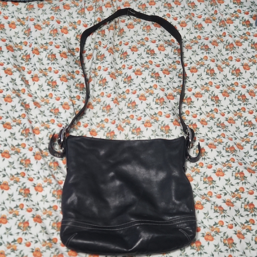 Black Leather Coach Shoulder Bag